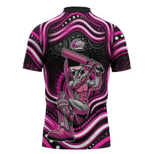 Sydney Sixers Cricket Zipper Polo Shirt Australian Cricket Mascot - Modern Indigenous Style