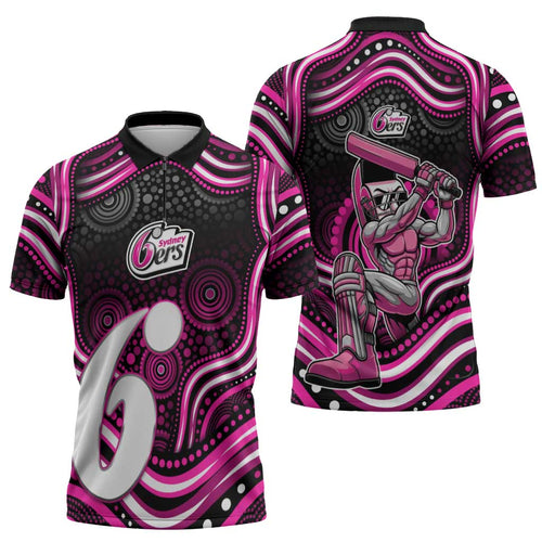 Sydney Sixers Cricket Zipper Polo Shirt Australian Cricket Mascot - Modern Indigenous Style