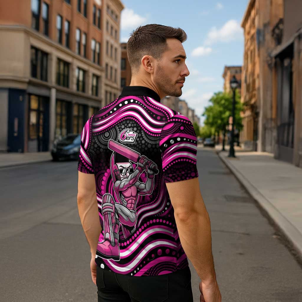 Sydney Sixers Cricket Zipper Polo Shirt Australian Cricket Mascot - Modern Indigenous Style