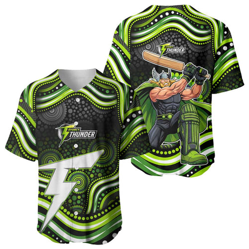 Sydney Thunder Cricket Baseball Jersey Australian Cricket Mascot - Modern Indigenous Style