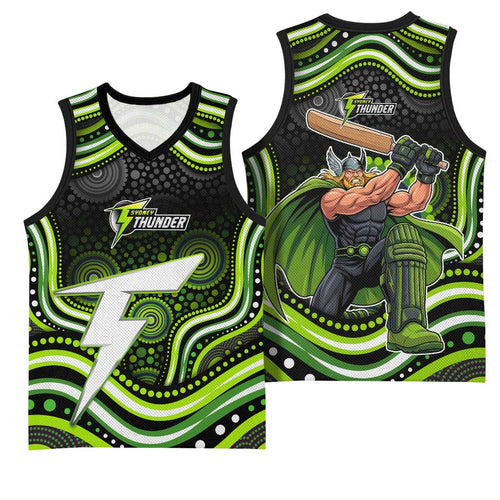 Sydney Thunder Cricket Basketball Jersey Australian Cricket Mascot - Modern Indigenous Style