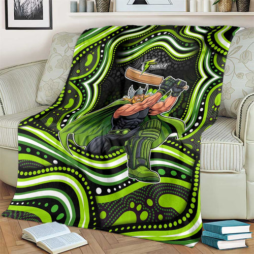 Sydney Thunder Cricket Blanket Australian Cricket Mascot - Modern Indigenous Style