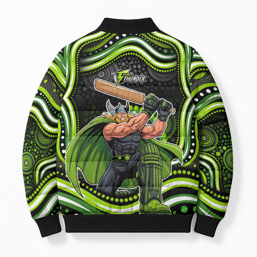 Sydney Thunder Cricket Bomber Puffer Jacket Australian Cricket Mascot - Modern Indigenous Style