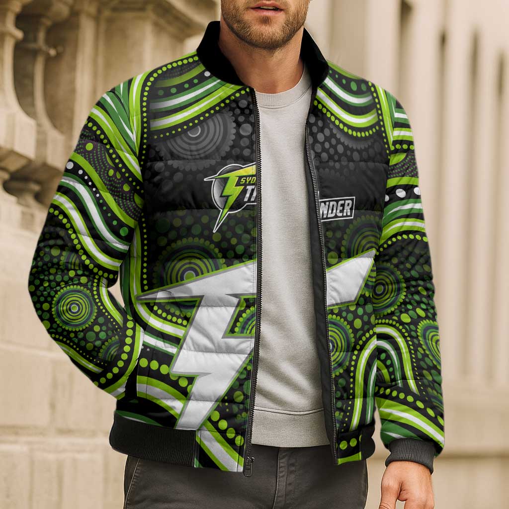 Sydney Thunder Cricket Bomber Puffer Jacket Australian Cricket Mascot - Modern Indigenous Style
