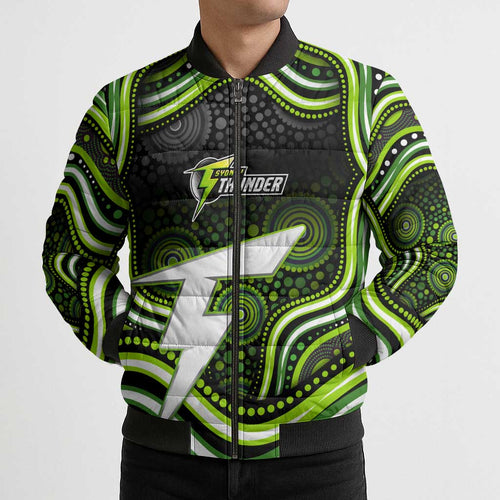 Sydney Thunder Cricket Bomber Puffer Jacket Australian Cricket Mascot - Modern Indigenous Style