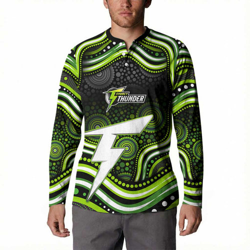 Sydney Thunder Cricket Button Sweatshirt Australian Cricket Mascot - Modern Indigenous Style