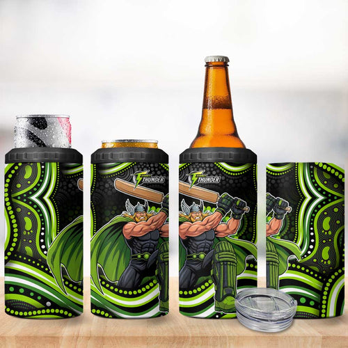 Sydney Thunder Cricket 4 in 1 Can Cooler Tumbler Australian Cricket Mascot - Modern Indigenous Style