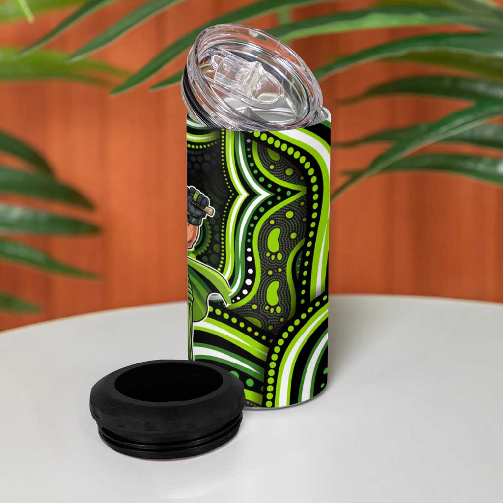 Sydney Thunder Cricket 4 in 1 Can Cooler Tumbler Australian Cricket Mascot - Modern Indigenous Style