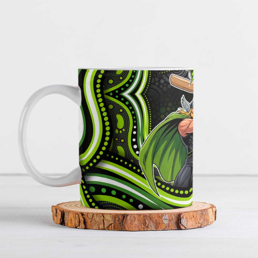 Sydney Thunder Cricket Ceramic Mug Australian Cricket Mascot - Modern Indigenous Style