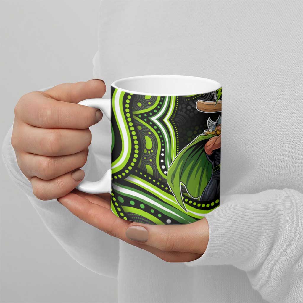 Sydney Thunder Cricket Ceramic Mug Australian Cricket Mascot - Modern Indigenous Style