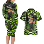 Sydney Thunder Cricket Couples Matching Long Sleeve Bodycon Dress and Hawaiian Shirt Australian Cricket Mascot - Modern Indigenous Style