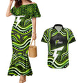 Sydney Thunder Cricket Couples Matching Mermaid Dress and Hawaiian Shirt Australian Cricket Mascot - Modern Indigenous Style