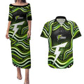 Sydney Thunder Cricket Couples Matching Puletasi and Hawaiian Shirt Australian Cricket Mascot - Modern Indigenous Style