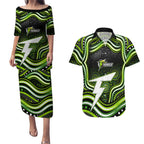 Sydney Thunder Cricket Couples Matching Puletasi and Hawaiian Shirt Australian Cricket Mascot - Modern Indigenous Style