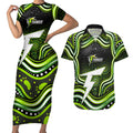 Sydney Thunder Cricket Couples Matching Short Sleeve Bodycon Dress and Hawaiian Shirt Australian Cricket Mascot - Modern Indigenous Style