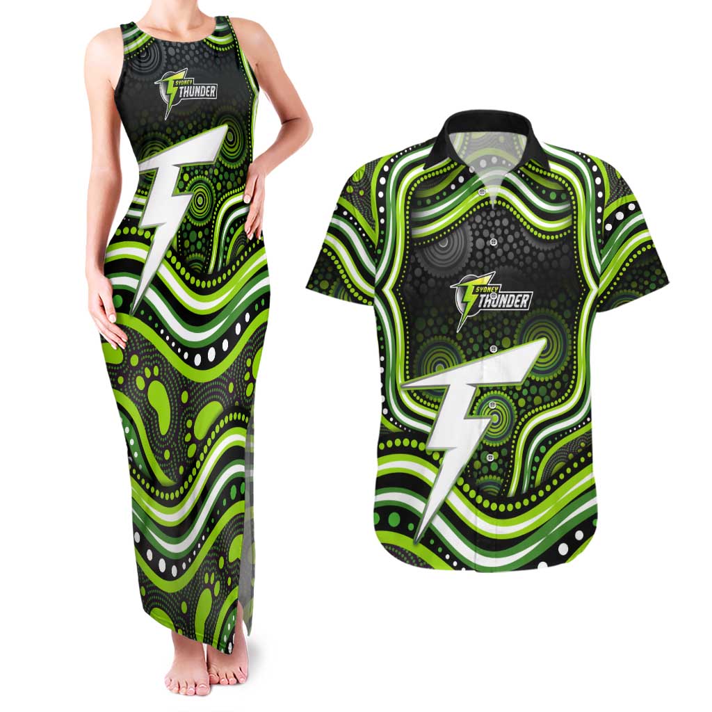 Sydney Thunder Cricket Couples Matching Tank Maxi Dress and Hawaiian Shirt Australian Cricket Mascot - Modern Indigenous Style