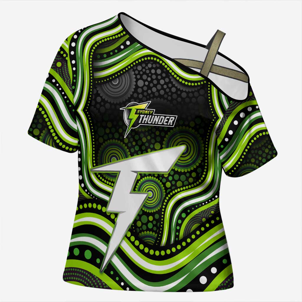 Sydney Thunder Cricket Cross Shoulder Shirt Australian Cricket Mascot - Modern Indigenous Style