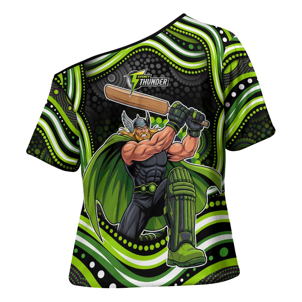 Sydney Thunder Cricket Cross Shoulder Shirt Australian Cricket Mascot - Modern Indigenous Style