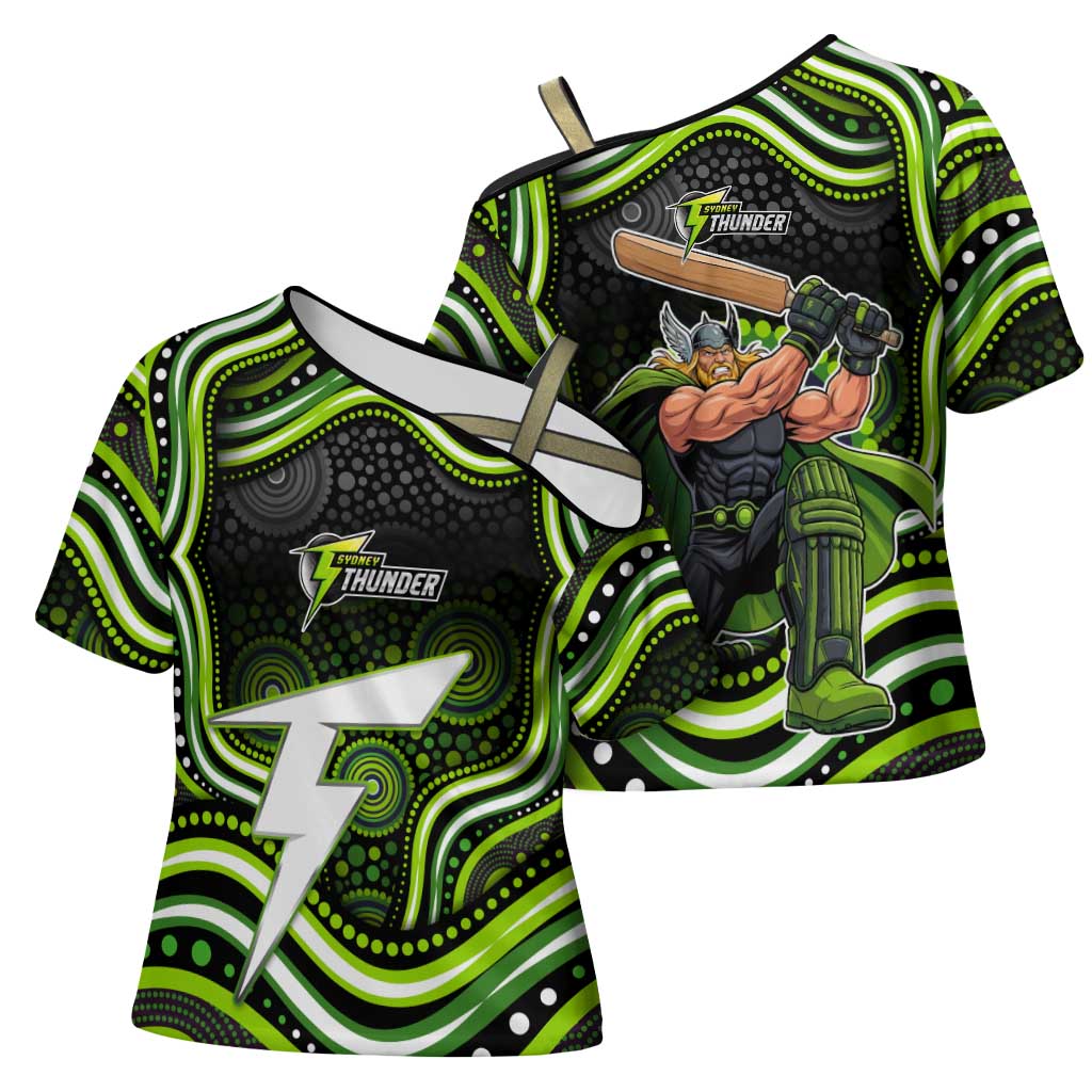 Sydney Thunder Cricket Cross Shoulder Shirt Australian Cricket Mascot - Modern Indigenous Style