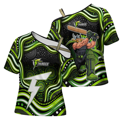 Sydney Thunder Cricket Cross Shoulder Shirt Australian Cricket Mascot - Modern Indigenous Style