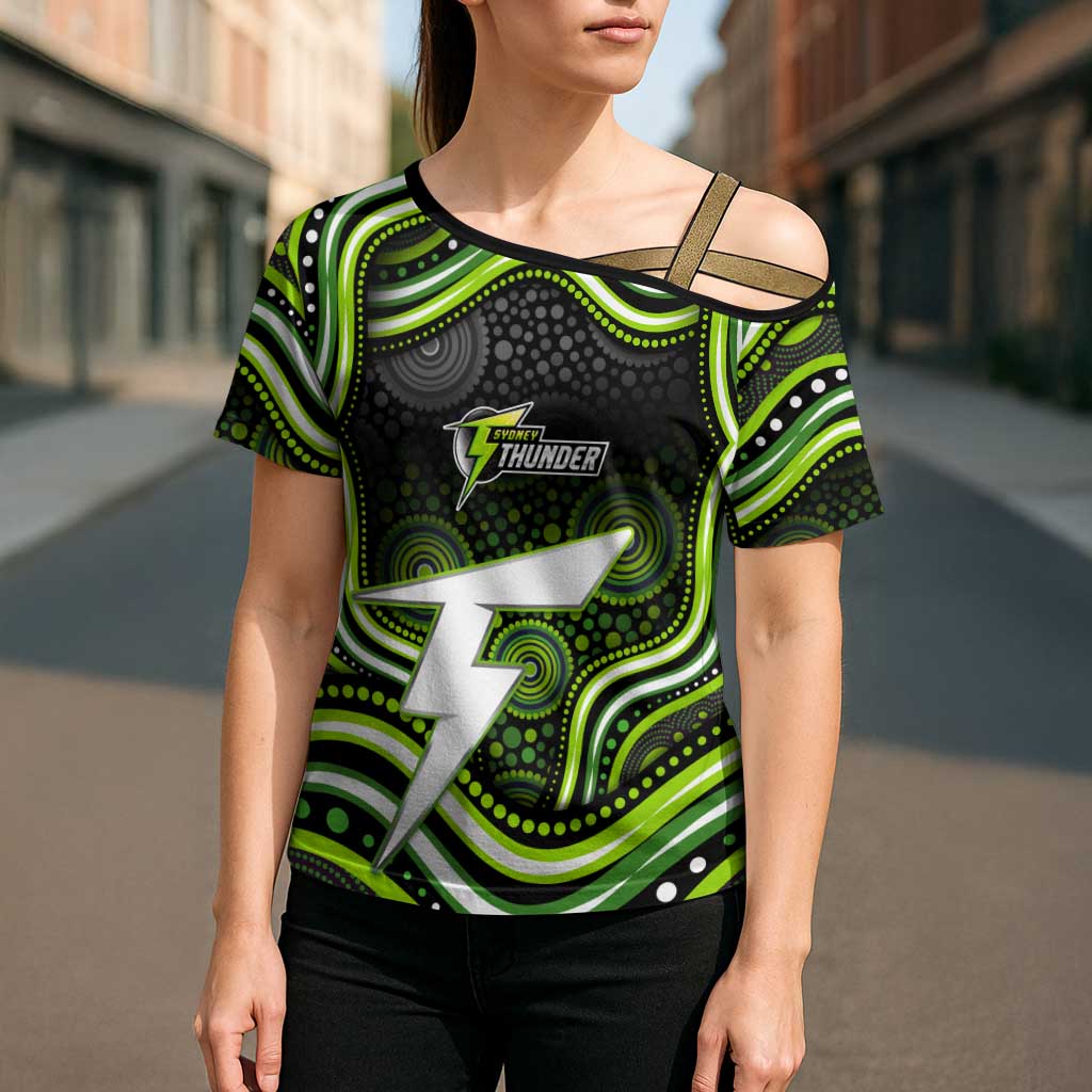 Sydney Thunder Cricket Cross Shoulder Shirt Australian Cricket Mascot - Modern Indigenous Style