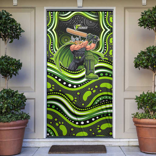 Sydney Thunder Cricket Door Cover Australian Cricket Mascot - Modern Indigenous Style