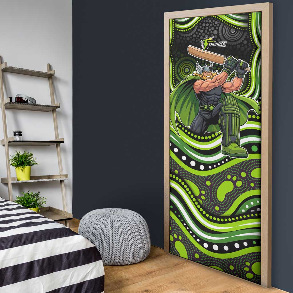 Sydney Thunder Cricket Door Cover Australian Cricket Mascot - Modern Indigenous Style