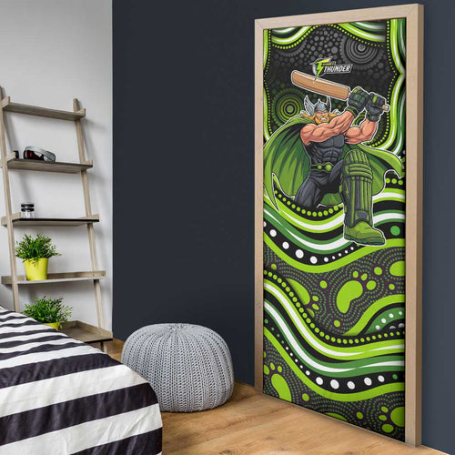 Sydney Thunder Cricket Door Cover Australian Cricket Mascot - Modern Indigenous Style