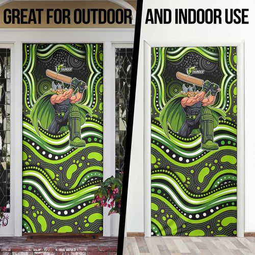Sydney Thunder Cricket Door Cover Australian Cricket Mascot - Modern Indigenous Style