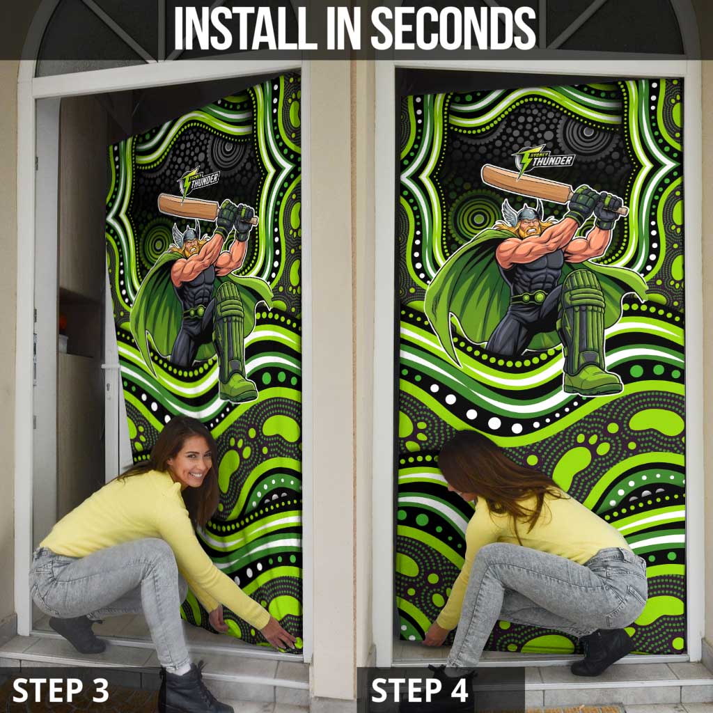 Sydney Thunder Cricket Door Cover Australian Cricket Mascot - Modern Indigenous Style