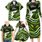 Sydney Thunder Cricket Family Matching Long Sleeve Bodycon Dress and Hawaiian Shirt Australian Cricket Mascot - Modern Indigenous Style