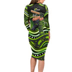 Sydney Thunder Cricket Family Matching Long Sleeve Bodycon Dress and Hawaiian Shirt Australian Cricket Mascot - Modern Indigenous Style