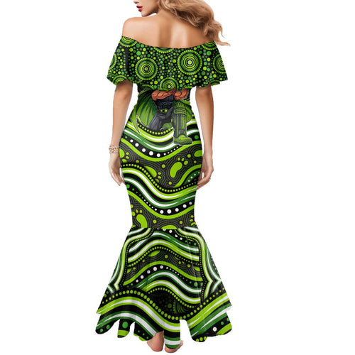 Sydney Thunder Cricket Family Matching Mermaid Dress and Hawaiian Shirt Australian Cricket Mascot - Modern Indigenous Style
