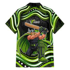 Sydney Thunder Cricket Family Matching Off The Shoulder Long Sleeve Dress and Hawaiian Shirt Australian Cricket Mascot - Modern Indigenous Style