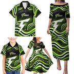 Sydney Thunder Cricket Family Matching Puletasi and Hawaiian Shirt Australian Cricket Mascot - Modern Indigenous Style
