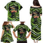 Sydney Thunder Cricket Family Matching Puletasi and Hawaiian Shirt Australian Cricket Mascot - Modern Indigenous Style