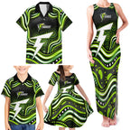 Sydney Thunder Cricket Family Matching Tank Maxi Dress and Hawaiian Shirt Australian Cricket Mascot - Modern Indigenous Style