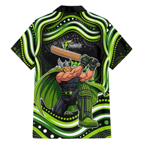 Sydney Thunder Cricket Family Matching Tank Maxi Dress and Hawaiian Shirt Australian Cricket Mascot - Modern Indigenous Style