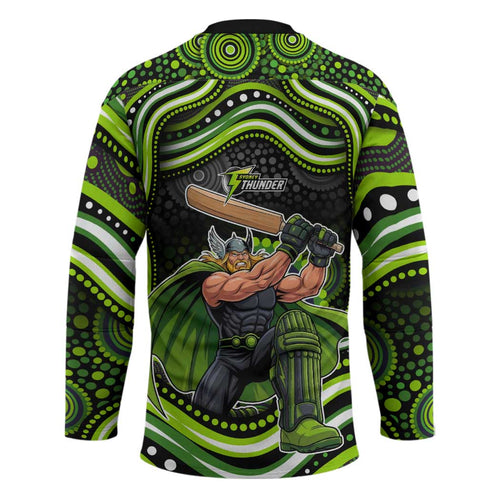 Sydney Thunder Cricket Hockey Jersey Australian Cricket Mascot - Modern Indigenous Style