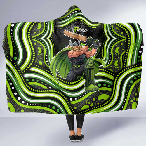 Sydney Thunder Cricket Hooded Blanket Australian Cricket Mascot - Modern Indigenous Style