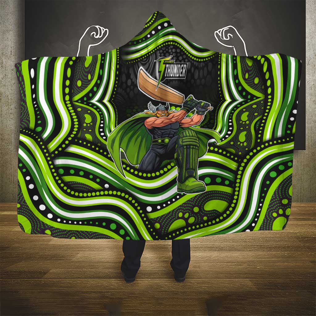 Sydney Thunder Cricket Hooded Blanket Australian Cricket Mascot - Modern Indigenous Style