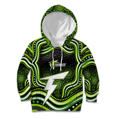 Sydney Thunder Cricket Kid Hoodie Australian Cricket Mascot - Modern Indigenous Style