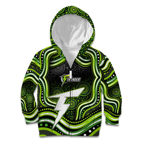 Sydney Thunder Cricket Kid Hoodie Australian Cricket Mascot - Modern Indigenous Style