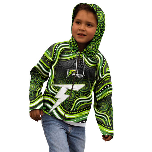 Sydney Thunder Cricket Kid Hoodie Australian Cricket Mascot - Modern Indigenous Style