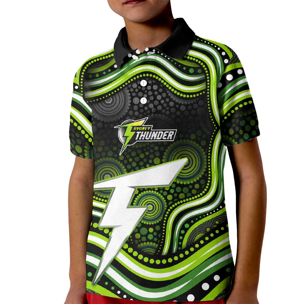 Sydney Thunder Cricket Kid Polo Shirt Australian Cricket Mascot - Modern Indigenous Style