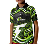 Sydney Thunder Cricket Kid Polo Shirt Australian Cricket Mascot - Modern Indigenous Style