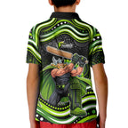Sydney Thunder Cricket Kid Polo Shirt Australian Cricket Mascot - Modern Indigenous Style