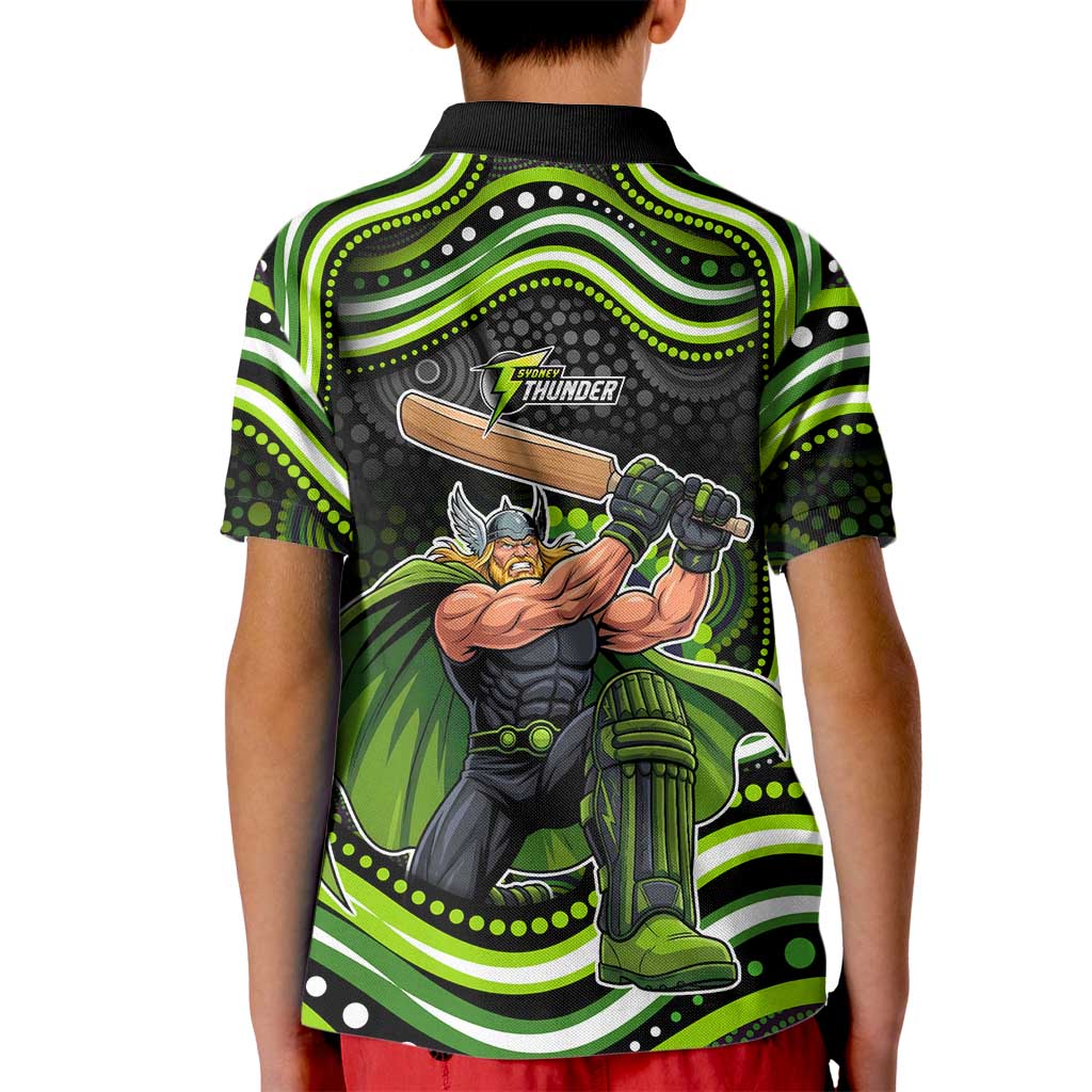 Sydney Thunder Cricket Kid Polo Shirt Australian Cricket Mascot - Modern Indigenous Style