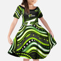 Sydney Thunder Cricket Kid Short Sleeve Dress Australian Cricket Mascot - Modern Indigenous Style