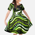 Sydney Thunder Cricket Kid Short Sleeve Dress Australian Cricket Mascot - Modern Indigenous Style